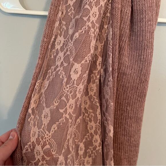 Dusty Pink Lace Overlay Infinity Scarf Circle Scarf - Picture 3 of 5